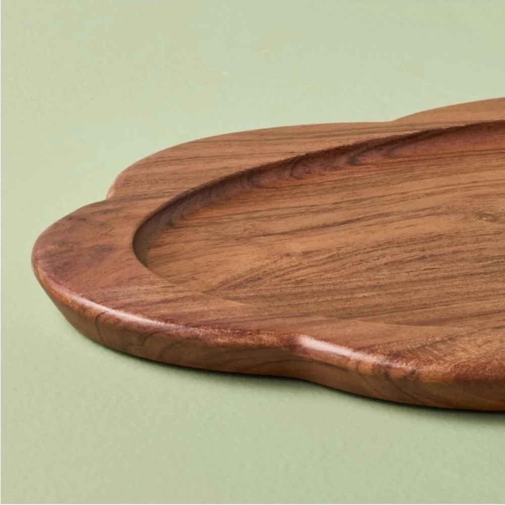 18” Long Wood Scallop Oval Wooden Tray - Hearth & Hand™ with Magnolia NEW